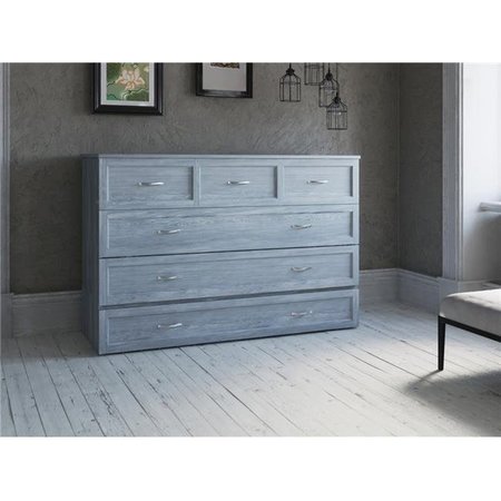 ATLANTIC FURNITURE Atlantic Furniture AC584148 Deerfield Murphy Driftwood Queen Size Bed Chest with Charging Station; Blue AC584148